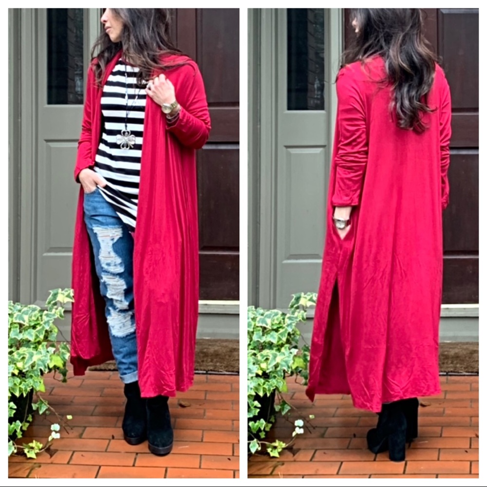 Beautiful Burgundy side pocket long duster - Picture 4 of 8